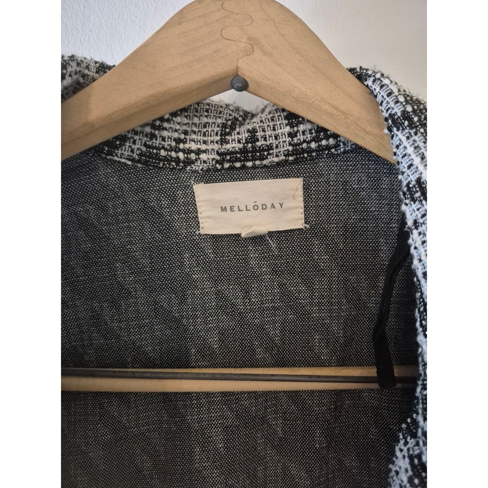 Women's L Tweed Houndstooth Longline Blazer Coatigan Dark Academia Quiet Luxury - Picture 4 of 8